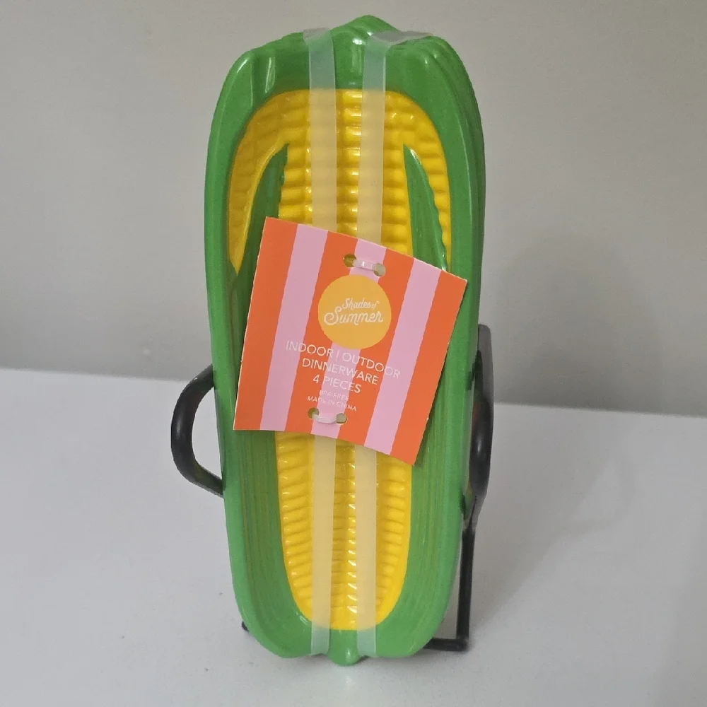 Green and Yellow Corn-Shaped Serveware Set - 4 Pieces